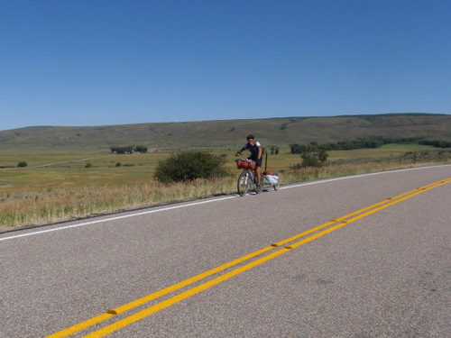 Passing Cyclist, southbound on the GDMBR.